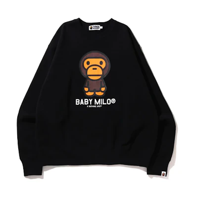 BAPE Baby Milo Relaxed Fit Crewneck Sweatshirt Logo Design Pullover 2I30-113-016