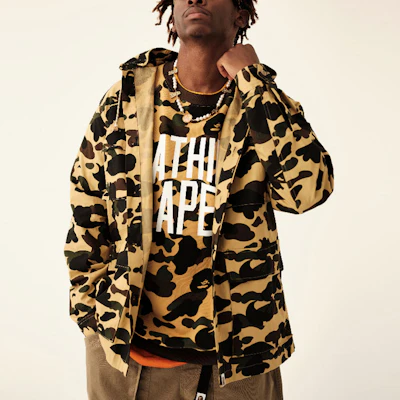 BAPE カモフラージュ ロゴ プリント パッチワーク スウェットシャツ 0ZXSWM113010K Details for BAPE カモフラージュ ロゴ プリント パッチワーク スウェットシャツ 0ZXSWM113010K