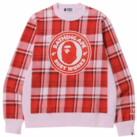 BAPE Bape Check Gift Busy Works Crewneck Red BAPE Bape Check Gift Busy Works Crewneck Red