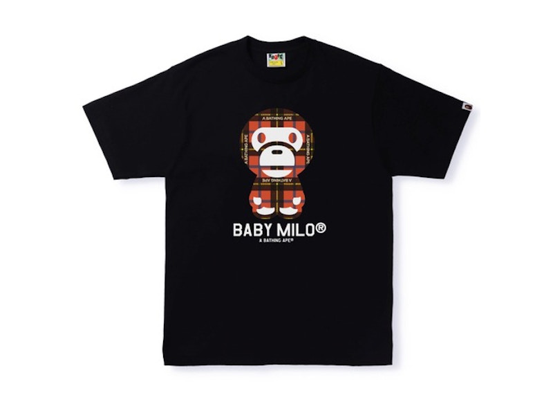 Buy BAPE Bape Logo 格紋 Baby Milo T恤 黑/紅