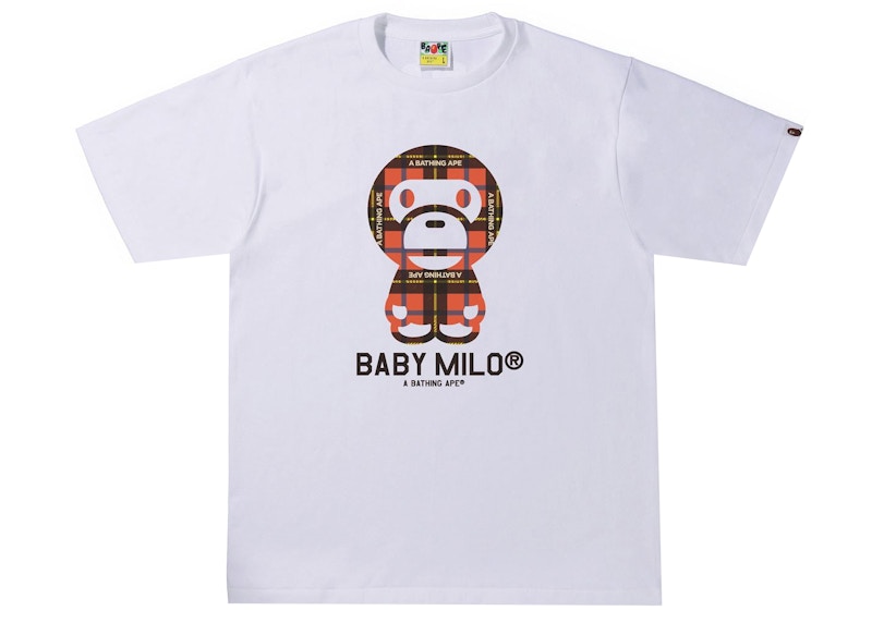 BAPE Bape Logo Check Baby Milo Tee White/Red