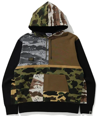 BAPE パッチワーク迷彩デザイン ルーズフィット プルオーバーフーディー 1H30-114-007 Order BAPE パッチワーク迷彩デザイン ルーズフィット プルオーバーフーディー 1H30-114-007