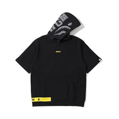 BAPE BAPE Reflective Shark Print Short Sleeve Hoodie 1F20-114-024