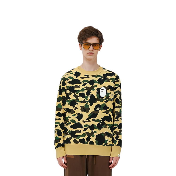Shop BAPE SS22 迷彩猿人頭印花圓領衛衣 0ZXSWM113011H