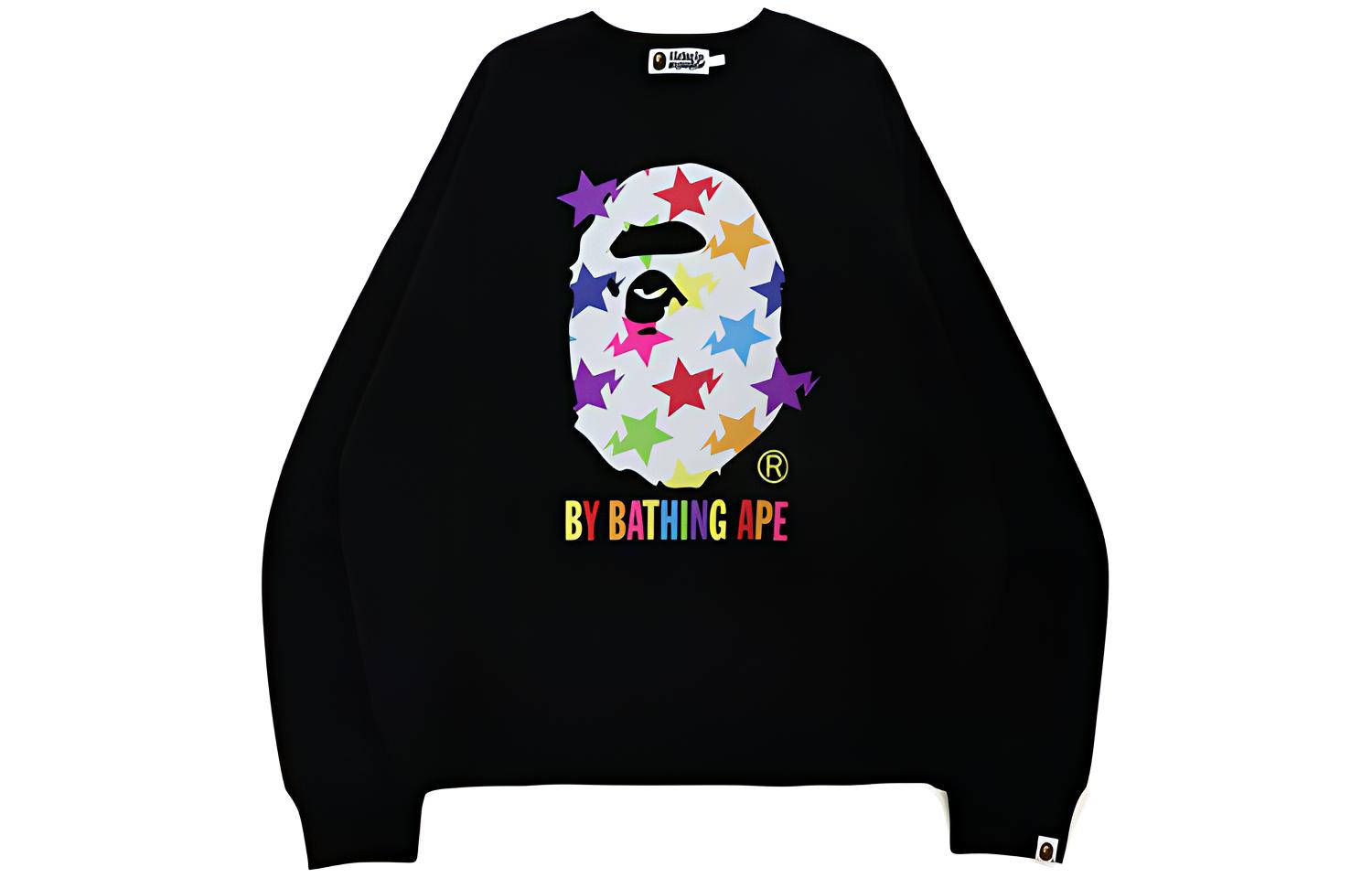 BAPE BAPE Sta Pattern Ape Head Loose-Fit Star Print Crewneck Sweatshirt Men 1H70-113-009