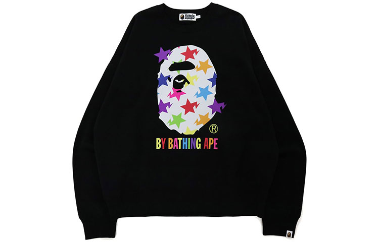 Order BAPE迷彩猿頭寬鬆版星星印花圓領長袖男士衛衣 1H70-113-009