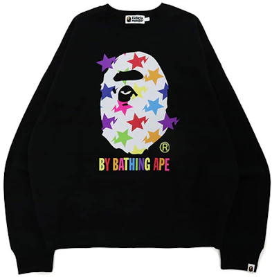BAPE迷彩猿頭寬鬆版星星印花圓領長袖男士衛衣 1H70-113-009 Order BAPE迷彩猿頭寬鬆版星星印花圓領長袖男士衛衣 1H70-113-009