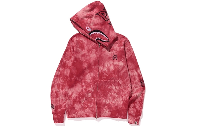 BAPE BAPE Tie-Dye Shark Full Zip Hoodie Pink Unisex 1E30-115-013-POWDER 圖 3