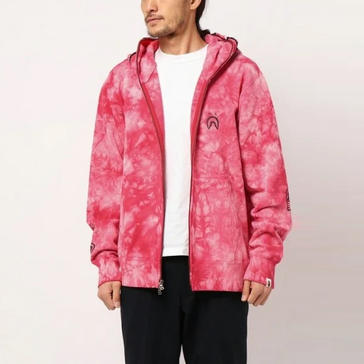 BAPE BAPE Tie-Dye Shark Full Zip Hoodie Pink Unisex 1E30-115-013-POWDER 圖 5