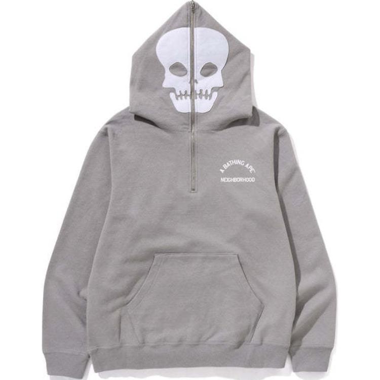 Order BAPE x NEIGHBORHOOD SS25 Dual-Skull Shark Hoodie Unisex Kolaborasi 0ZXSWM115907N