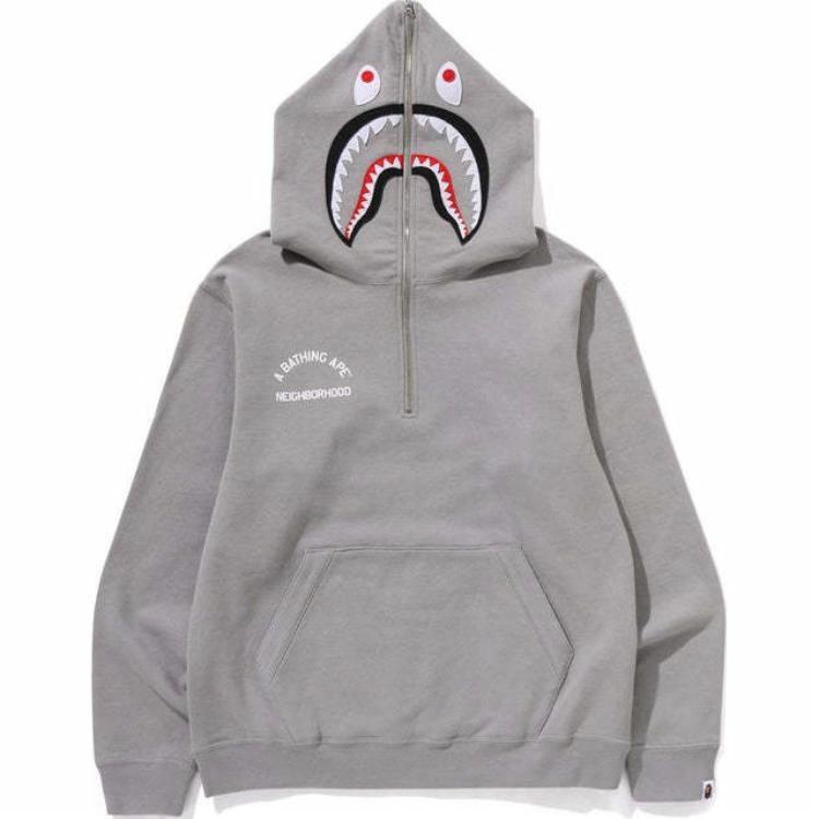 Lookbook BAPE x NEIGHBORHOOD SS25 Dual-Skull Shark Hoodie Unisex Kolaborasi 0ZXSWM115907N