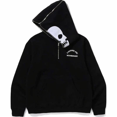 BAPE x NEIGHBORHOOD SS25 Dual-Skull Shark Hoodie Unisex Kolaborasi 0ZXSWM115907N 1