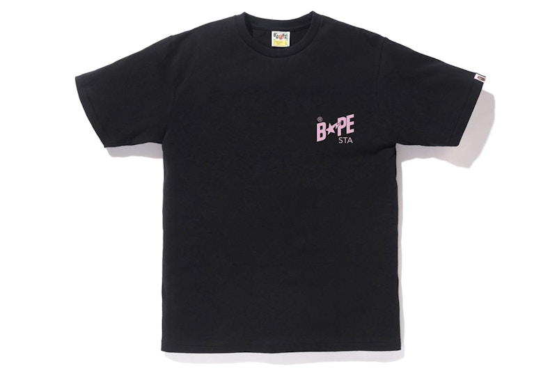 Buy ベイプ Bapesta カラTee 黒/ピンク
