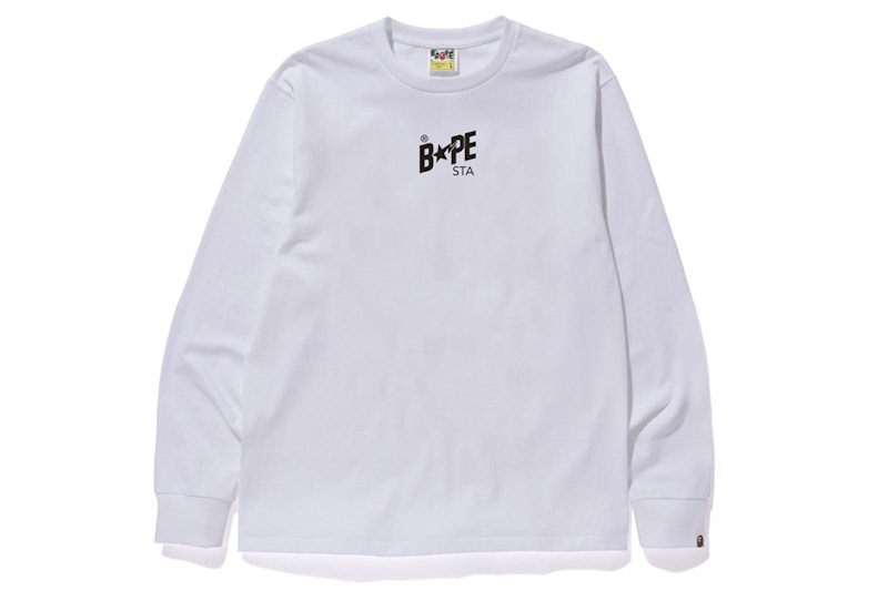 Buy BAPE 猿人头插画长袖T恤 白色