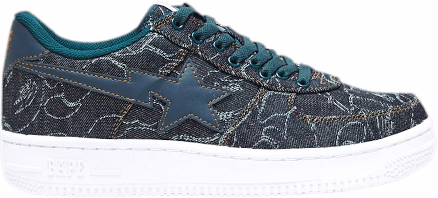 BAPE Bapesta Low 'ABC Denim' Sepatu Sneakers 1B80191014 Buy BAPE Bapesta Low 'ABC Denim' Sepatu Sneakers 1B80191014