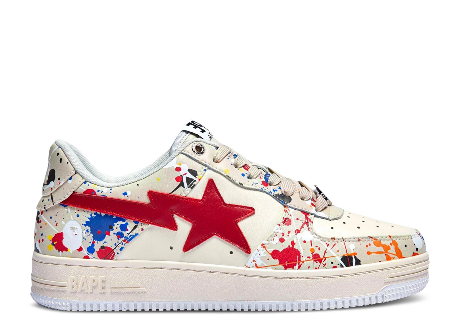 BAPE Bapesta Low 'Paint Splatter - Ivory' 1I20191009-IVY