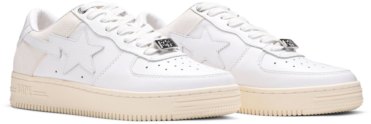 BAPE Bapesta 低帮 '麂皮鞋跟 - 白色' 001FWG701042X-WHT Cheap BAPE Bapesta 低帮 '麂皮鞋跟 - 白色' 001FWG701042X-WHT