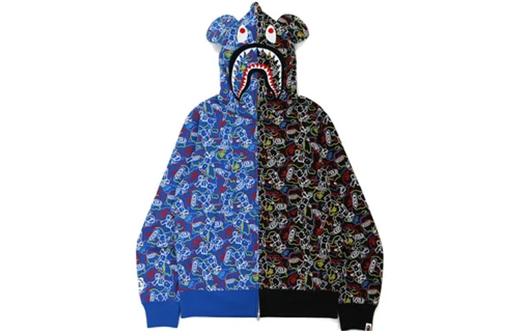 BAPE BE@RBRICK Camo BE@R Shark Full Zip Hoodie Multi-Color Men’s Fall Jacket 1H73-115-902