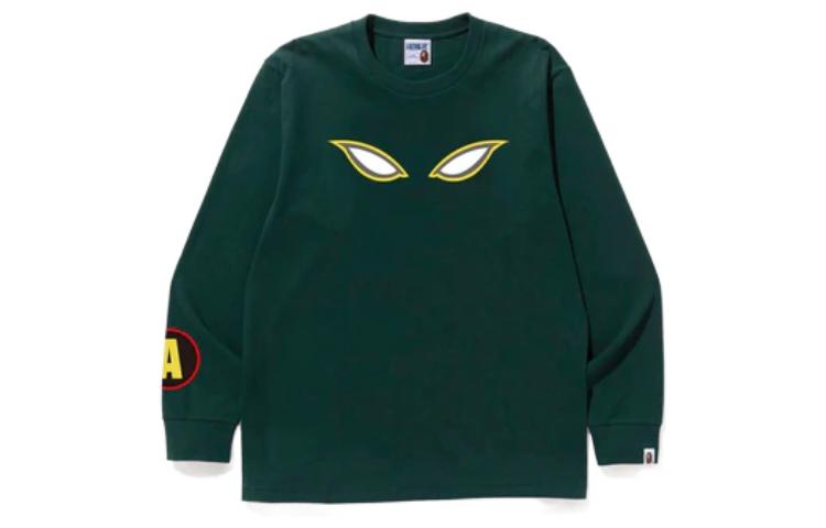 BAPE Black Crewneck Sweatshirt with Front Eye Graphic Logo Print 1J30-111-012