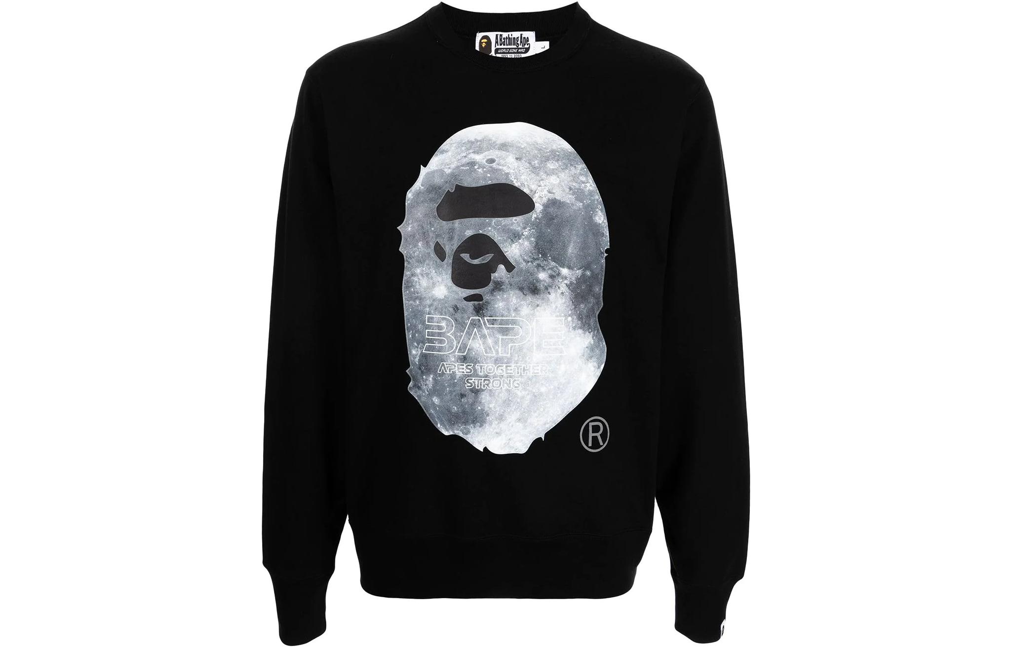 BAPE Black Crewneck Sweatshirt with Logo Print for Men. 001SWH701011F 圖 2