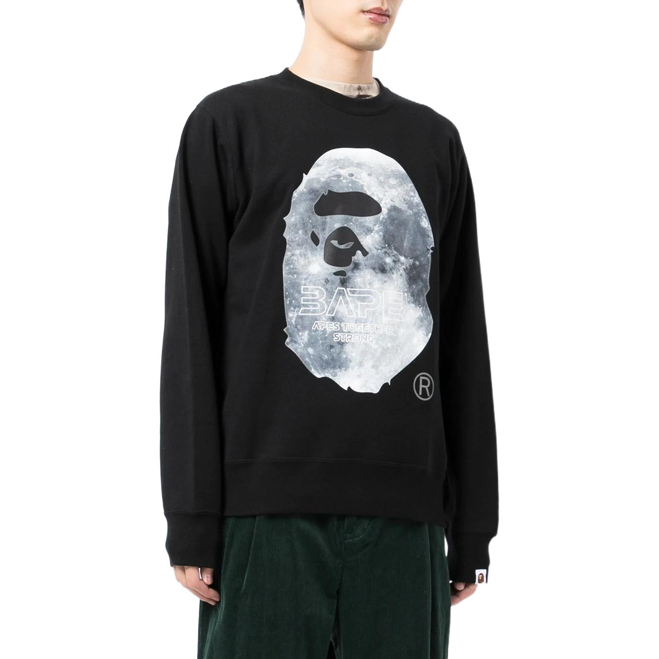 BAPE Black Crewneck Sweatshirt with Logo Print for Men. 001SWH701011F 圖 5