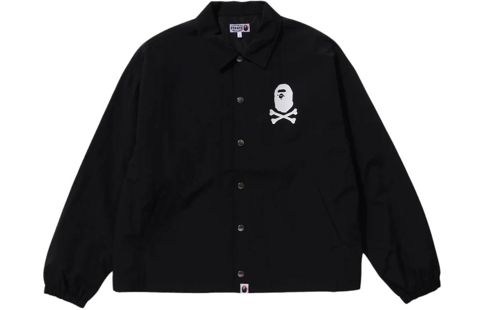 BAPE Black Printed Loose-Fit Button-Up Long-Sleeve Jacket 4J70-140-002