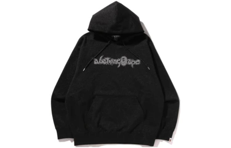 BAPE Black Pullover Hoodie with Letter Print Design 1K30-114-307