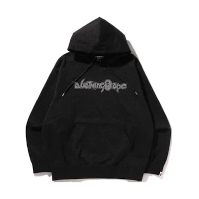 BAPE Black Pullover Hoodie with Letter Print Design 1K30-114-307