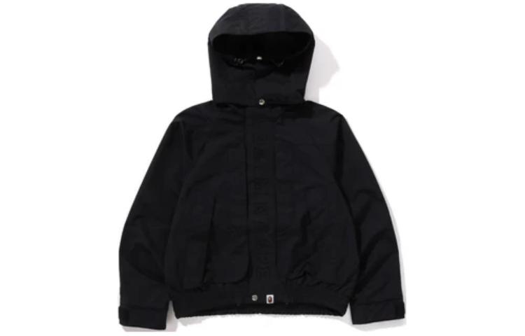 BAPE Black Solid Full-Zip Hoodie Jacket Slim Fit Long Sleeve 1K22-140-001