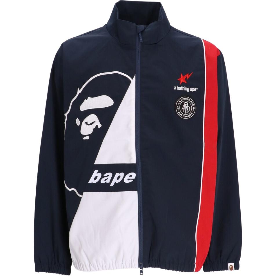 BAPE Blue Zip-Up Loose Fit High Neck Jacket 001LJI801002M