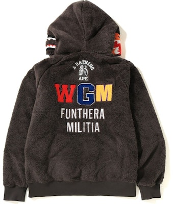 Bape Hoodie Jaket Shark Tiger Boa Abu-abu Order Bape Hoodie Jaket Shark Tiger Boa Abu-abu