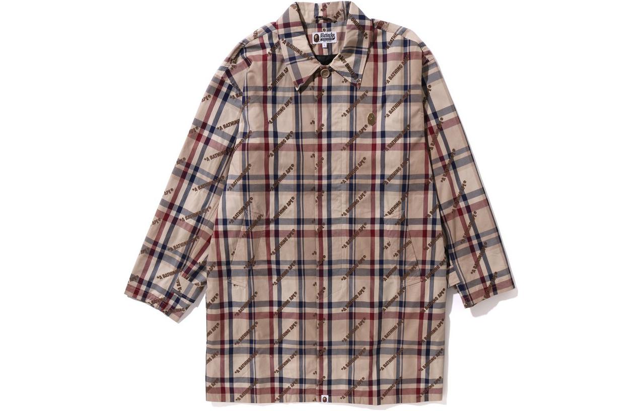 BAPE Brown Plaid Monogram Button-Up Jacket for Men 1J80-140-055