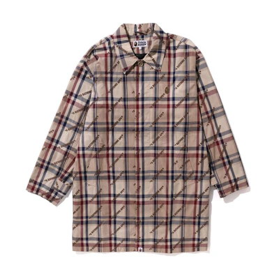 BAPE Brown Plaid Monogram Button-Up Jacket for Men 1J80-140-055