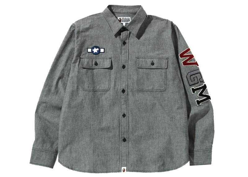 Buy BAPE Busy Shark Chambray Relaxed Fit Shirt Black