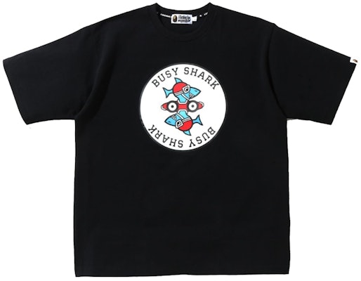 Camiseta Negra BAPE Busy Shark Ajuste Relajado Peso Pesado Buy Camiseta Negra BAPE Busy Shark Ajuste Relajado Peso Pesado