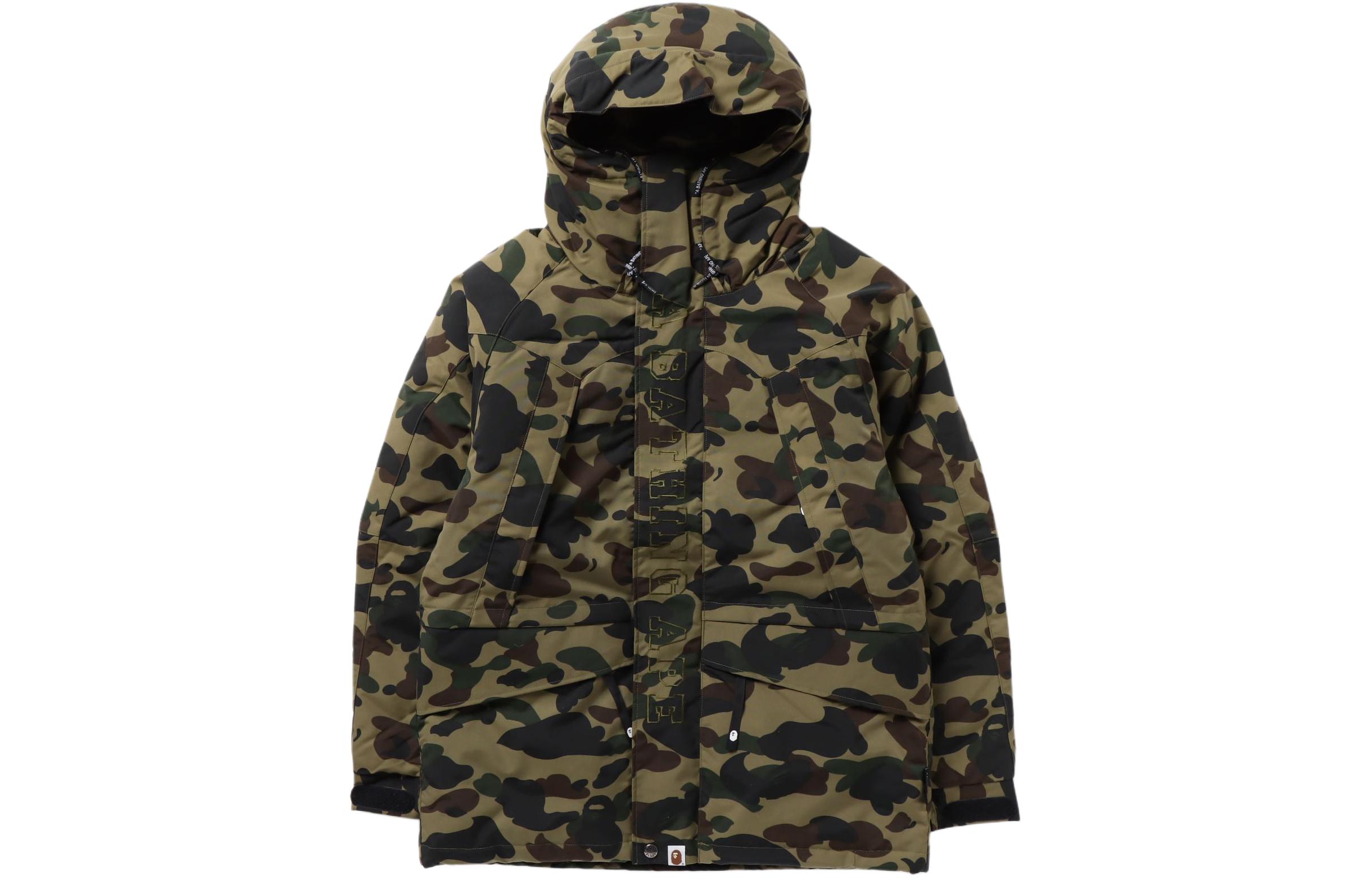 BAPE Camo Drawstring Zip-Up Hoodie Jacket Army Green 1H70-141-006