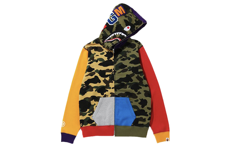 BAPE Camo Graphic Print Patchwork Hoodie Jacket Unisex 1G80-215-002