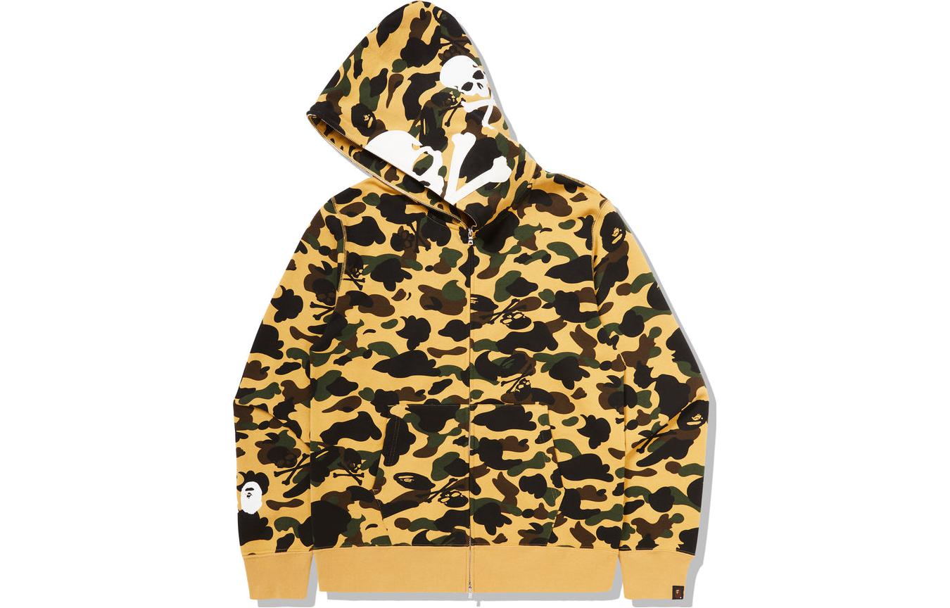 BAPE Camo Letter Embroidered Hoodie Jacket Yellow Black () MVBSWZPG903MF