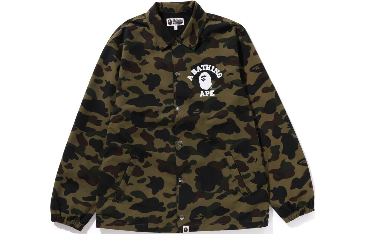BAPE Camo Logo Print Long Sleeve Button-Up Jacket 1K30-140-005