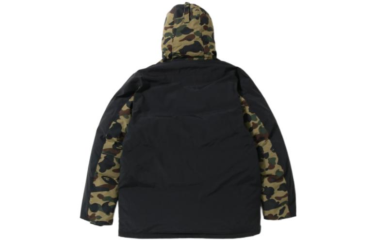 BAPE Camo Patchwork Fur Hooded Down Jacket Black (). 0ZXDNM141010D 圖 4