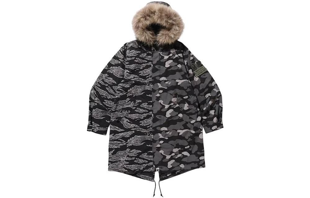 BAPE Camo Print Full-Zip Colorblock Hoodie Jacket Men 1E80-140-001