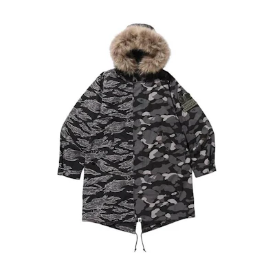 BAPE Camo Print Full-Zip Colorblock Hoodie Jacket Men 1E80-140-001