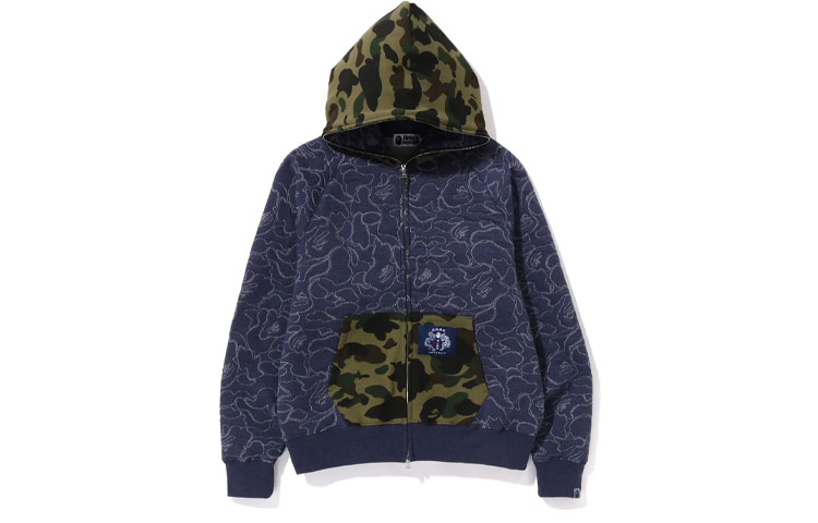 BAPE Camo Print Zip-Up Hoodie Jacket - Blue 1J30-115-017