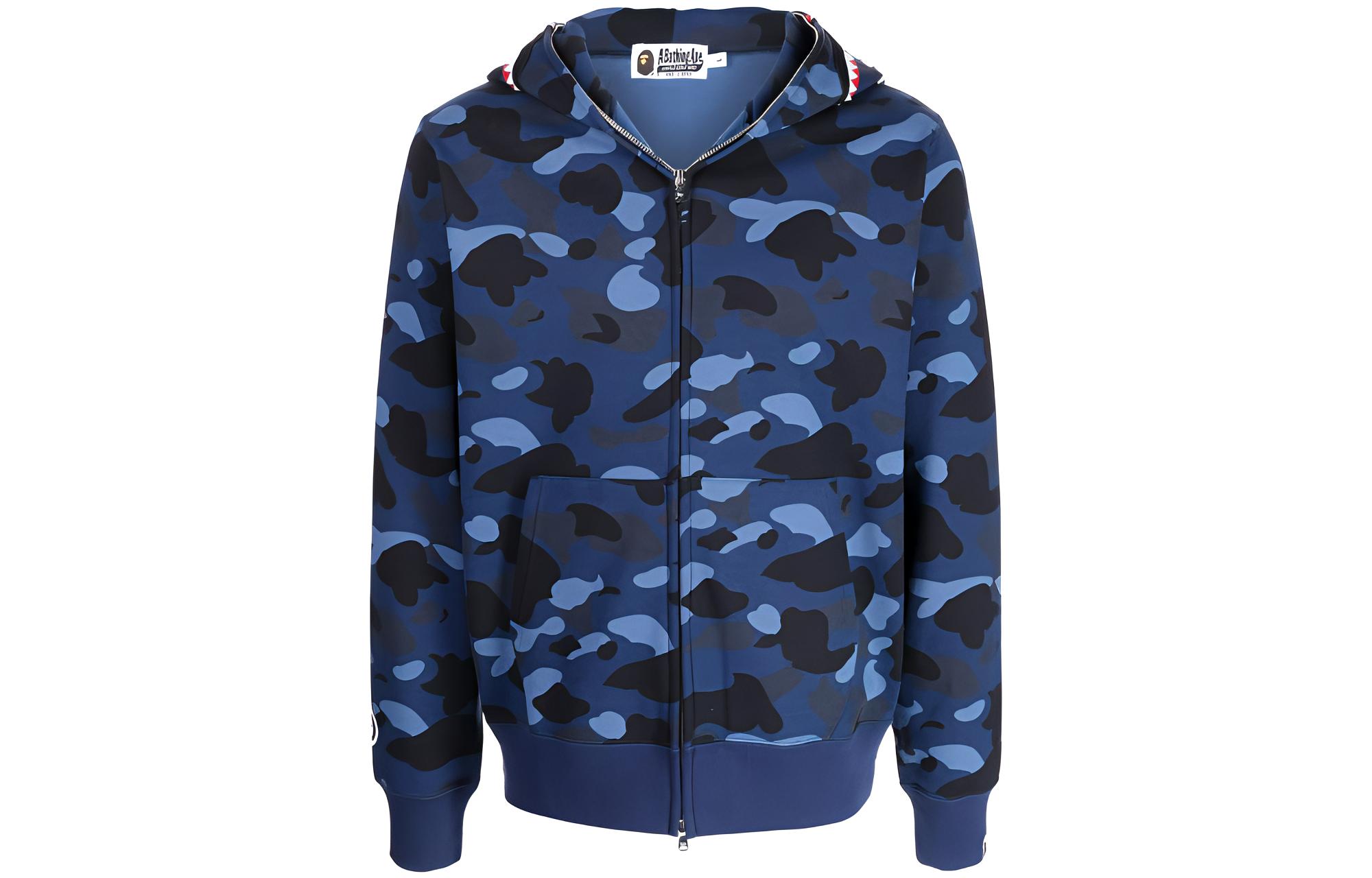 BAPE Camo Print Zip-Up Hoodie Jacket Blue () 001ZPI301010MNAVY