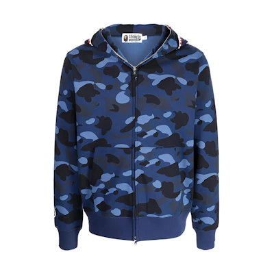 BAPE Camo Print Zip-Up Hoodie Jacket Blue () 001ZPI301010MNAVY