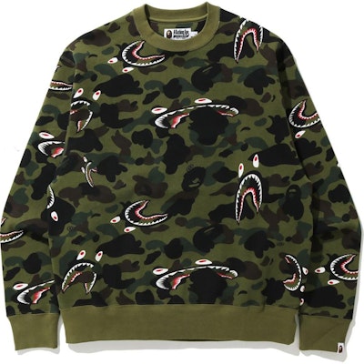 BAPE Camo Shark Crewneck FW20 Green Buy BAPE Camo Shark Crewneck FW20 Green