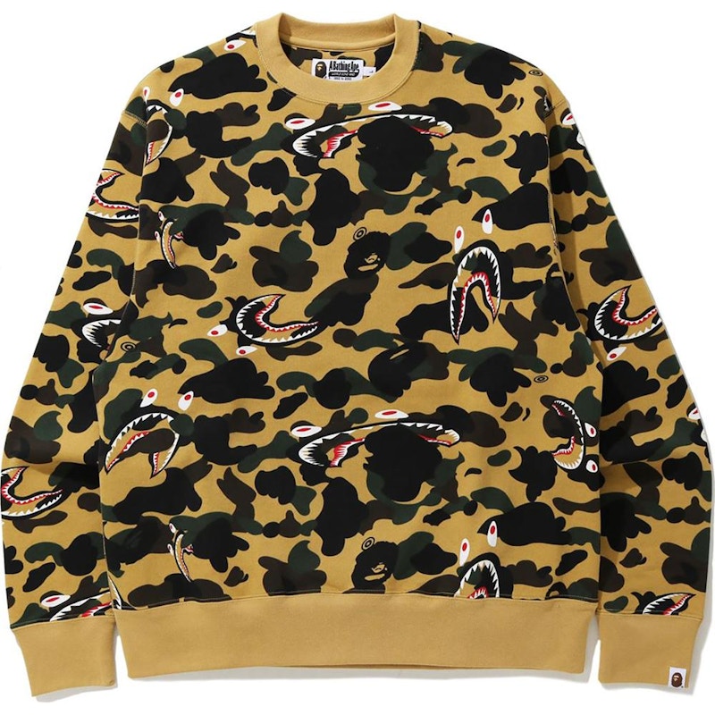 BAPE Camo Shark Crewneck FW20 Yellow