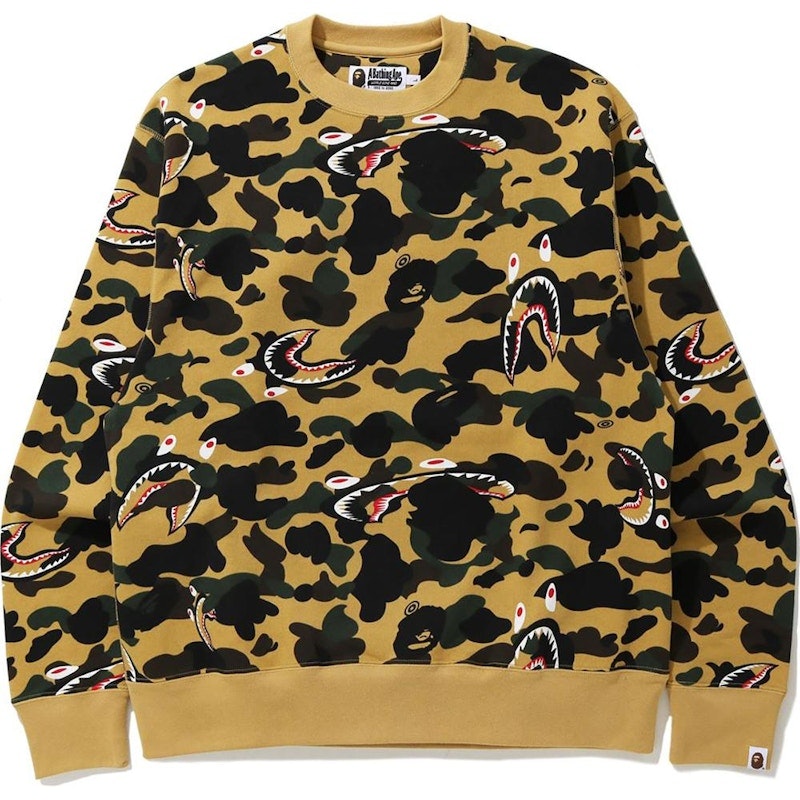 bape-camo-shark-crewneck-fw-20-yellow