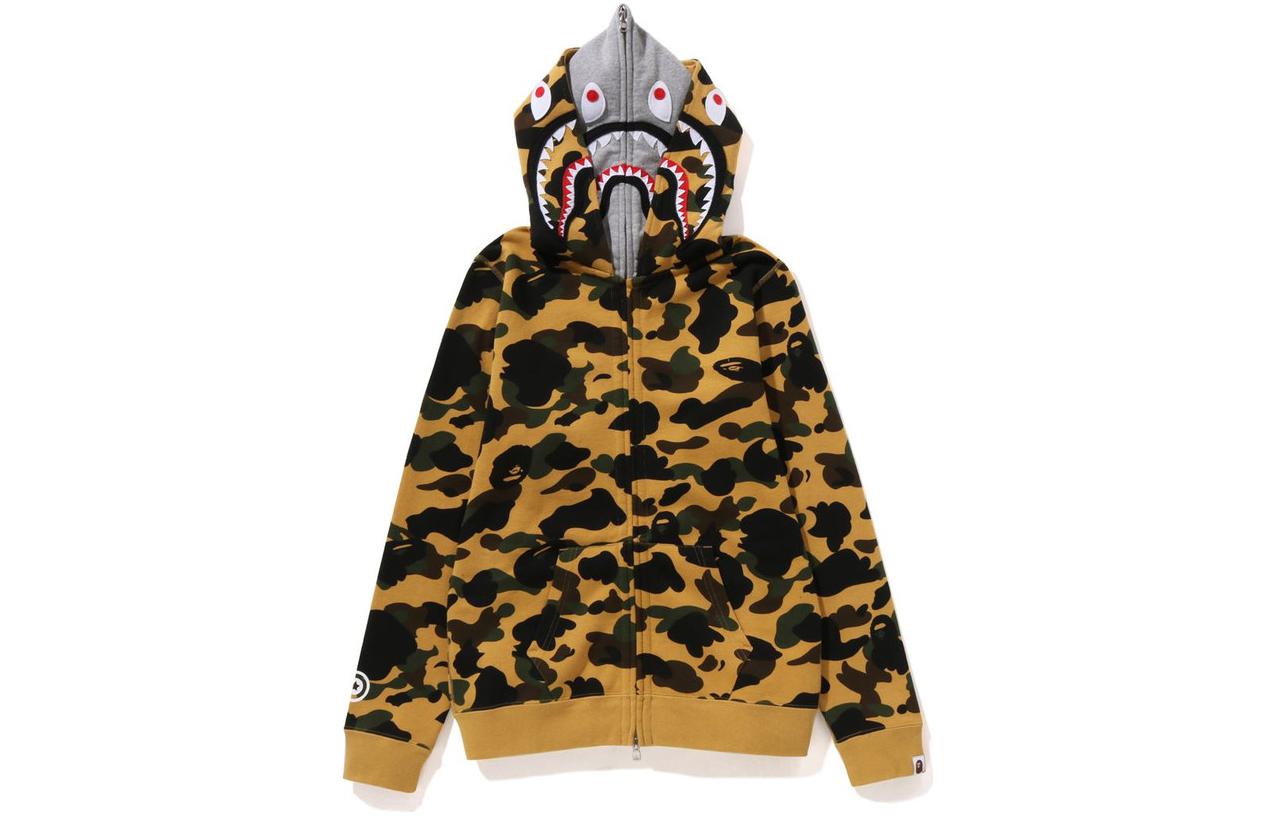 BAPE Camo Shark Full-Zip Hoodie Unisex Loose Fit Long-Sleeve 1J80-215-004