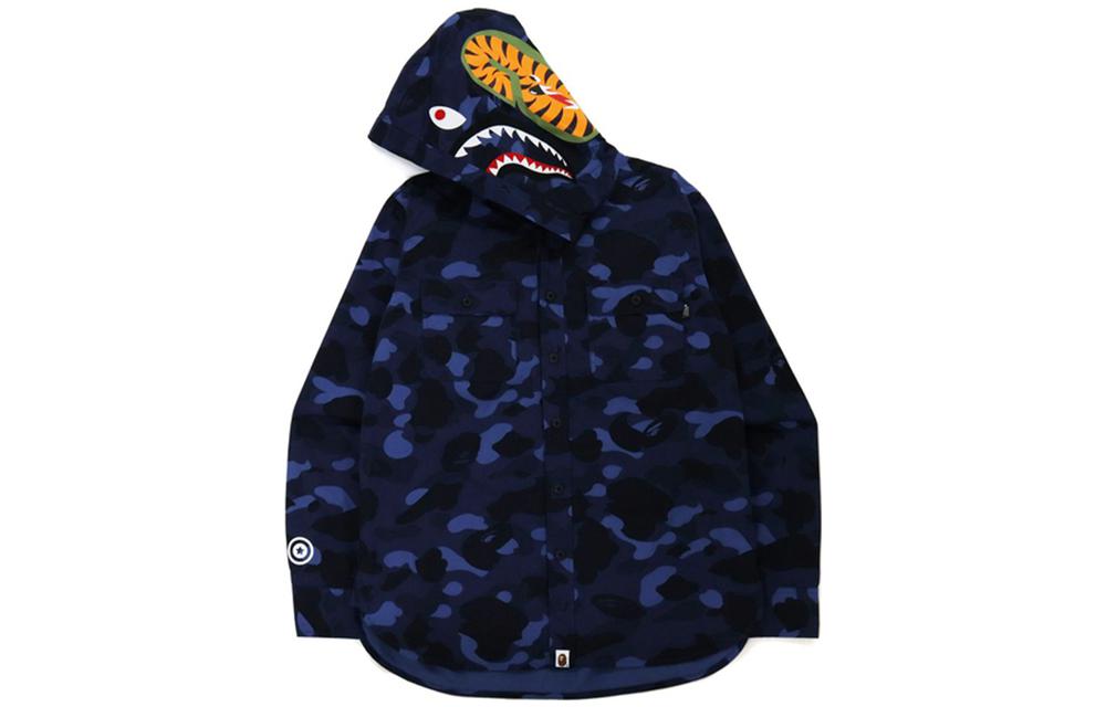 BAPE Camo Shark Letter Patch Zip Hoodie Jacket 0ZXJKM131008H